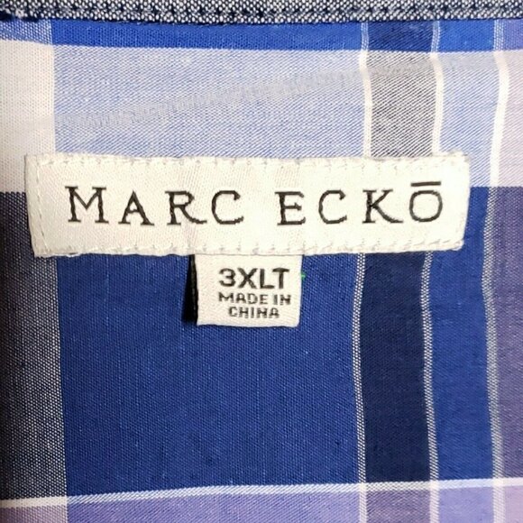 Marc Ecko Mens Ble Plaid Short Sleeve Button Down Shirt 3XLT - Picture 5 of 7